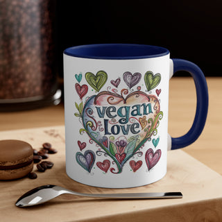 Vegan Love Accent Coffee Mug, 11oz Printify