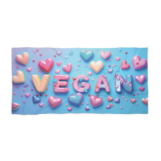 Vegan Hearts Beach Towel Printify