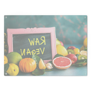 Raw Vegan Tempered Glass Cutting Board Printify