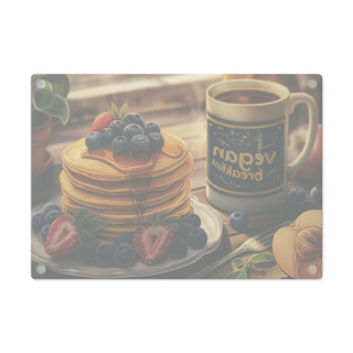 Vegan Breakfast Tempered Glass Cutting Board Printify