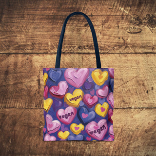 Vegan Hearts Tote Bag Printify