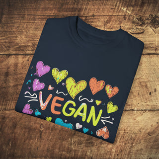 Vegan Hearts Garment-Dyed T-shirt Printify