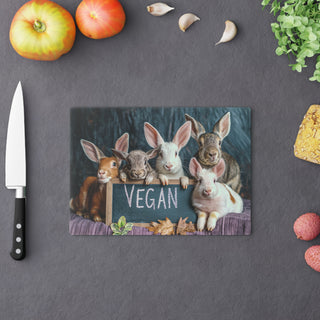 Vegan Bunnies Tempered Glass Cutting Board Printify