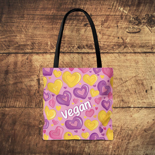 Vegan Hearts Tote Bag Printify