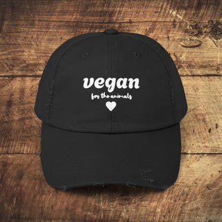 Vegan For The Animals Unisex Distressed Cap Printify