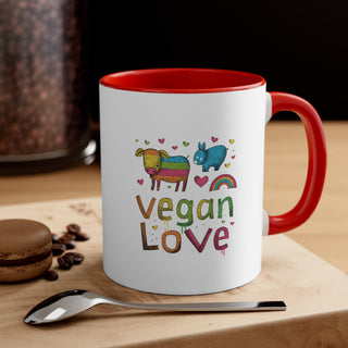 Vegan Love Accent Coffee Mug, 11oz Printify