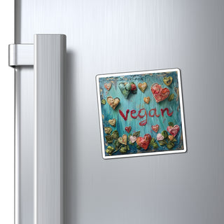 Colorful Vegan Hearts Magnet Printify