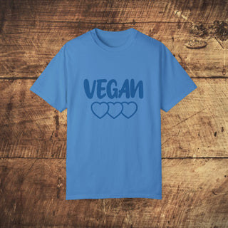 Vegan Hearts Garment-Dyed T-shirt Printify