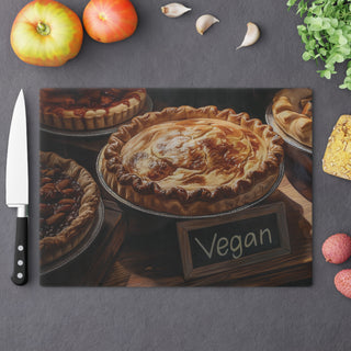 Vegan Pies Tempered Glass Cutting Board Printify