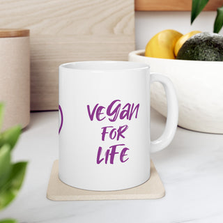 Vegan For Life Accent Coffee Mug, 11oz Printify