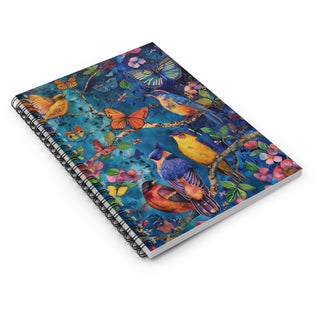 Birds and Butterflies Spiral Notebook - Ruled Line Printify