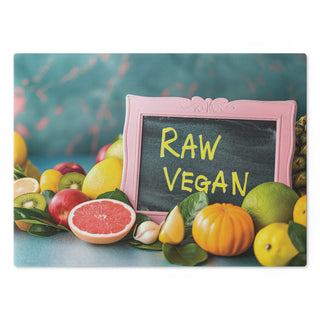 Raw Vegan Tempered Glass Cutting Board Printify