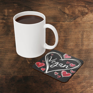 Vegan Heart Cork Back Coaster Printify