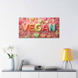 Vegan Hearts Classic Stretched Canvas Printify