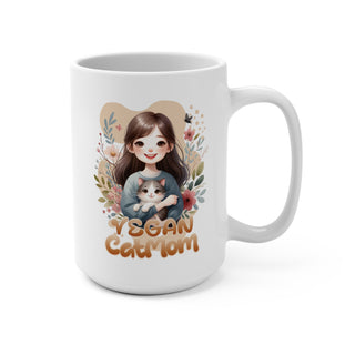 Vegan Cat Mom Coffee Mug 15oz Printify