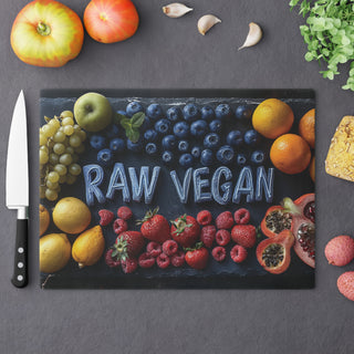 Raw Vegan Tempered Glass Cutting Board Printify