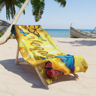 Vegan Butterflies Beach Towel Printify