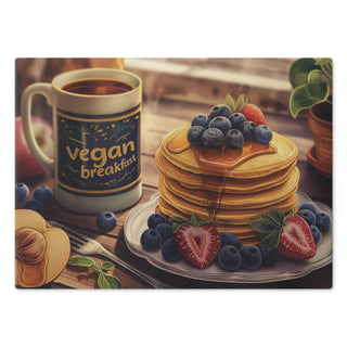 Vegan Breakfast Tempered Glass Cutting Board Printify