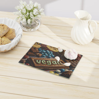 Vegan Chocolate Tempered Glass Cutting Board Printify