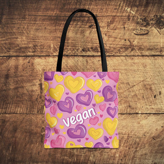 Vegan Hearts Tote Bag Printify