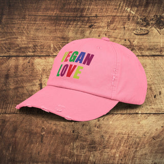 Vegan Love Unisex Distressed Cap Printify