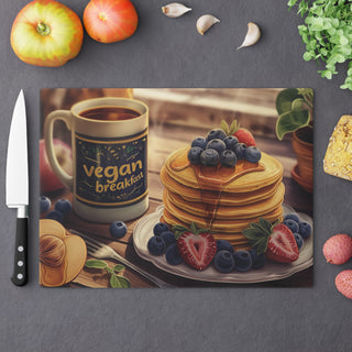 Vegan Breakfast Tempered Glass Cutting Board Printify