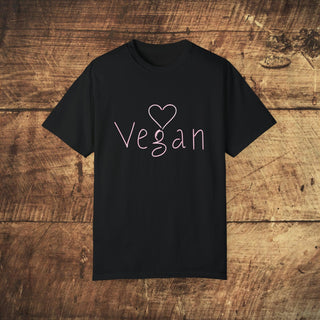 Vegan Heart Garment-Dyed T-shirt Printify