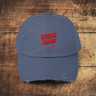 Vegan Vibes Unisex Distressed Cap Printify
