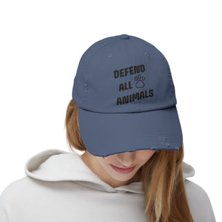 Defend All Animals Unisex Distressed Cap Printify