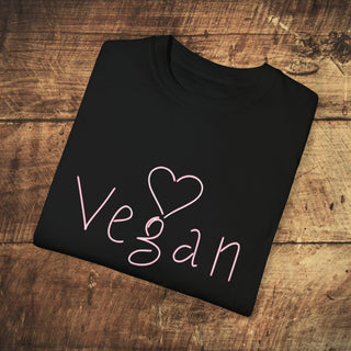Vegan Heart Garment-Dyed T-shirt Printify