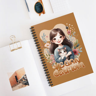 Vegan Cat Mom Spiral Notebook - Ruled Line