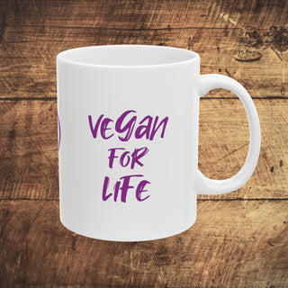 Vegan For Life Accent Coffee Mug, 11oz Printify