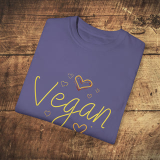 Vegan Hearts Garment-Dyed T-shirt Printify