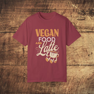 Vegan Food And Latte Garment-Dyed T-shirt Printify