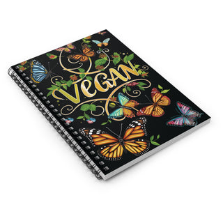 Vegan Butterflies Spiral Notebook - Ruled Line Printify