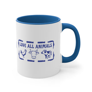 Love All Animals Accent Coffee Mug, 11oz Printify