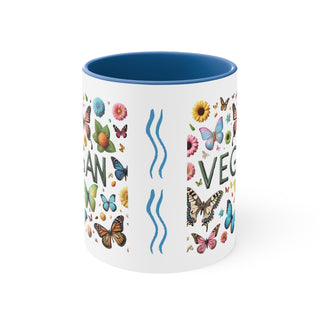 Vegan Butterflies Accent Coffee Mug, 11oz Printify