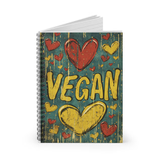 Vegan Hearts Spiral Notebook - Ruled Line Printify