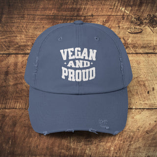 Vegan And Proud Unisex Distressed Cap Printify