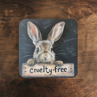 Cruelty-Free Bunny Cork Back Coaster Printify