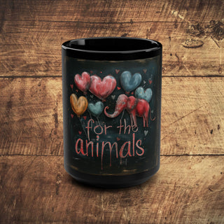 For The Animals Black Mug, 15oz