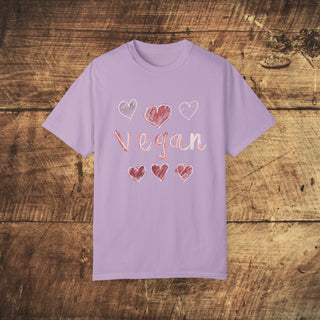 Vegan Hearts Garment-Dyed T-shirt Printify