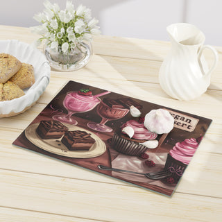 Vegan Dessert Tempered Glass Cutting Board Printify