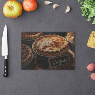 Vegan Pies Tempered Glass Cutting Board Printify