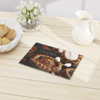 Vegan Pie Tempered Glass Cutting Board Printify