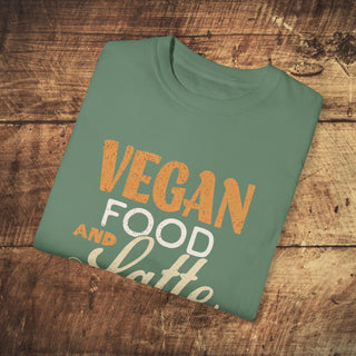 Vegan Food And Latte Garment-Dyed T-shirt Printify