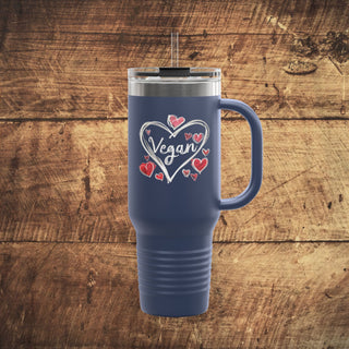 Vegan Hearts Insulated Travel Mug, 40oz