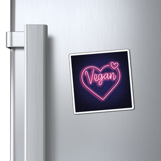 Neon Vegan Heart Magnet Printify