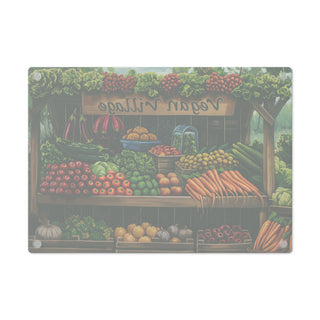 Vegan Village Tempered Glass Cutting Board Printify