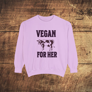 Vegan For Her Garment-Dyed Sweatshirt Printify